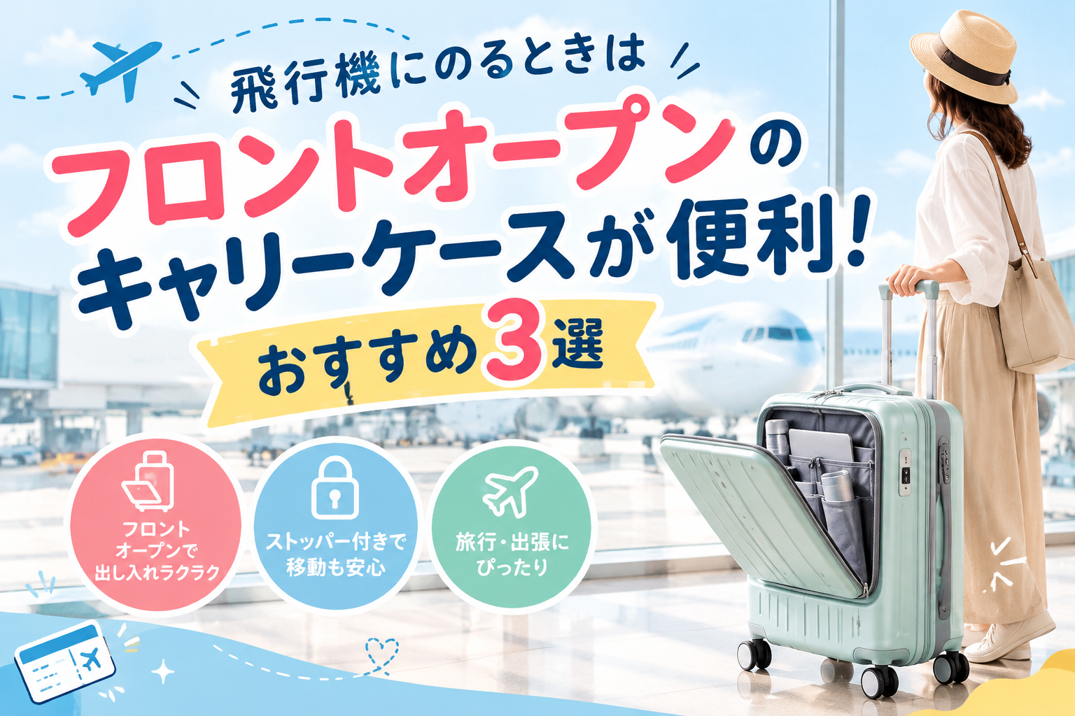 飛行機にのるときはフロントオープン